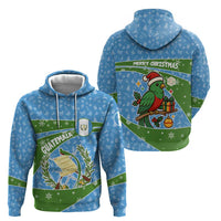 Guatemala Christmas Zip Hoodie with Blue Green Christmas Quetzal Bird Gift and Coat of Arms - Wonder Print Shop