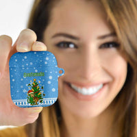 Guatemala Christmas AirPods Case with Blue Christmas Monkey Tree Snowman and Snowflake - Wonder Print Shop