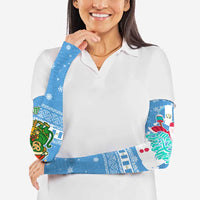 Guatemala Christmas Arm Sleeves with Blue Christmas Monkey Tree Snowman and Snowflake - Wonder Print Shop