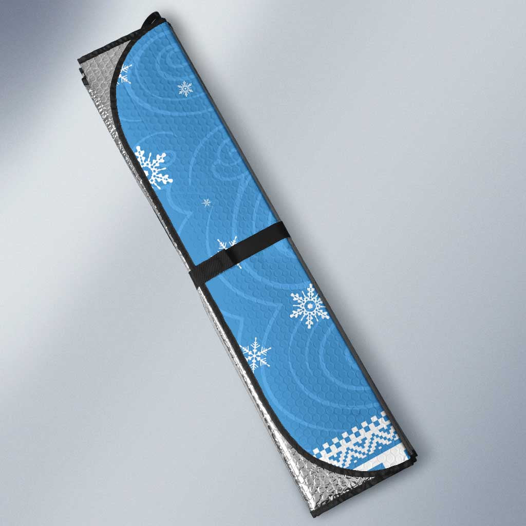 Guatemala Christmas Auto Sun Shade with Blue Christmas Monkey Tree Snowman and Snowflake - Wonder Print Shop
