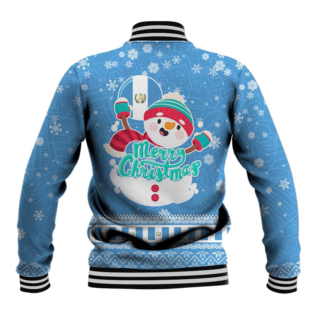 Guatemala Christmas Baseball Jacket with Blue Christmas Monkey Tree Snowman and Snowflake - Wonder Print Shop