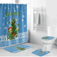 Guatemala Christmas Bathroom Set with Blue Christmas Monkey Tree Snowman and Snowflake - Wonder Print Shop