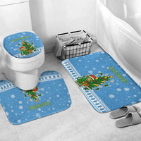 Guatemala Christmas Bathroom Set with Blue Christmas Monkey Tree Snowman and Snowflake - Wonder Print Shop