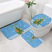 Guatemala Christmas Bathroom Set with Blue Christmas Monkey Tree Snowman and Snowflake - Wonder Print Shop