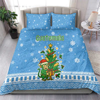 Guatemala Christmas Bedding Set with Blue Christmas Monkey Tree Snowman and Snowflake - Wonder Print Shop