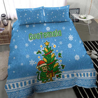 Guatemala Christmas Bedding Set with Blue Christmas Monkey Tree Snowman and Snowflake - Wonder Print Shop