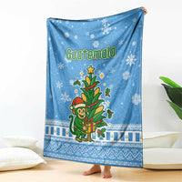 Guatemala Christmas Blanket with Blue Christmas Monkey Tree Snowman and Snowflake - Wonder Print Shop