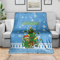 Guatemala Christmas Blanket with Blue Christmas Monkey Tree Snowman and Snowflake - Wonder Print Shop