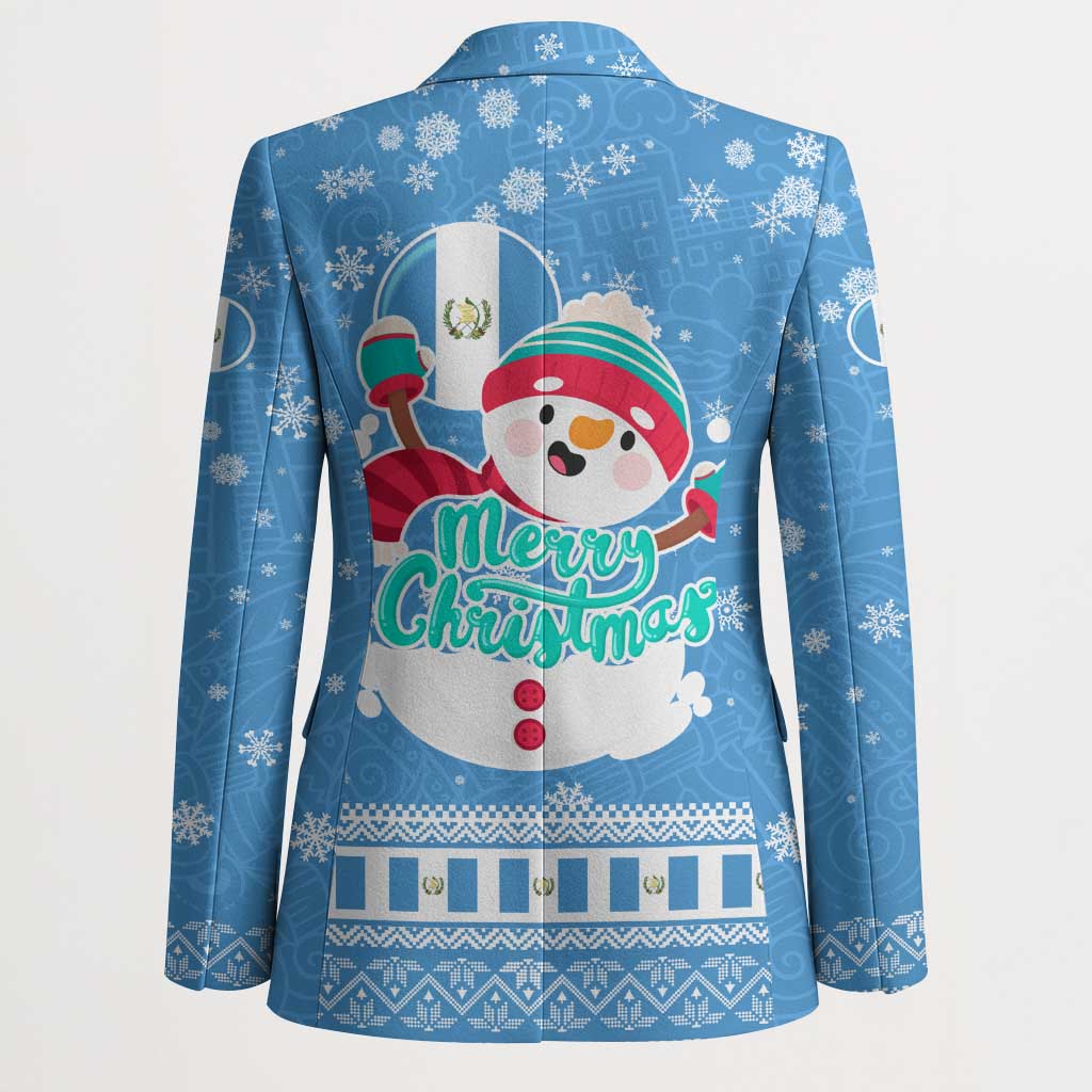 Guatemala Christmas Blazer with Blue Christmas Monkey Tree Snowman and Snowflake - Wonder Print Shop