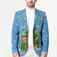 Guatemala Christmas Blazer with Blue Christmas Monkey Tree Snowman and Snowflake - Wonder Print Shop