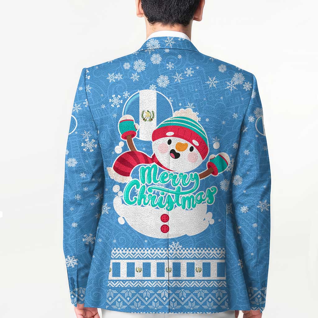 Guatemala Christmas Blazer with Blue Christmas Monkey Tree Snowman and Snowflake - Wonder Print Shop