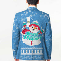 Guatemala Christmas Blazer with Blue Christmas Monkey Tree Snowman and Snowflake - Wonder Print Shop