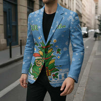 Guatemala Christmas Blazer with Blue Christmas Monkey Tree Snowman and Snowflake - Wonder Print Shop