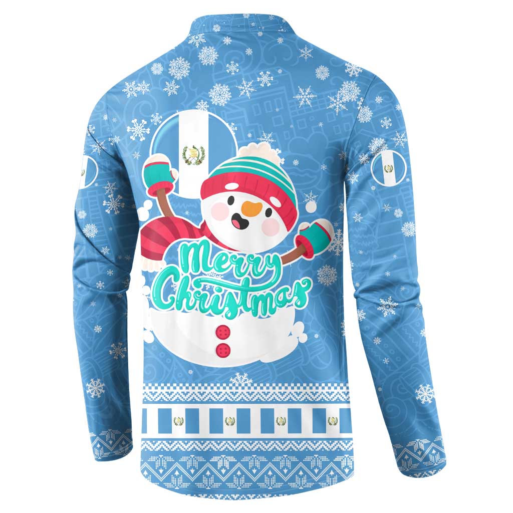 Guatemala Christmas Button Sweatshirt with Blue Christmas Monkey Tree Snowman and Snowflake - Wonder Print Shop