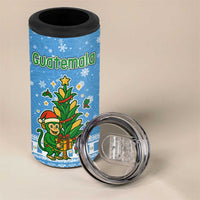 Guatemala Christmas 4 in 1 Can Cooler Tumbler with Blue Christmas Monkey Tree Snowman and Snowflake - Wonder Print Shop