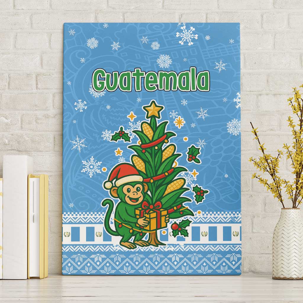 Guatemala Christmas Canvas Wall Art with Blue Christmas Monkey Tree Snowman and Snowflake - Wonder Print Shop