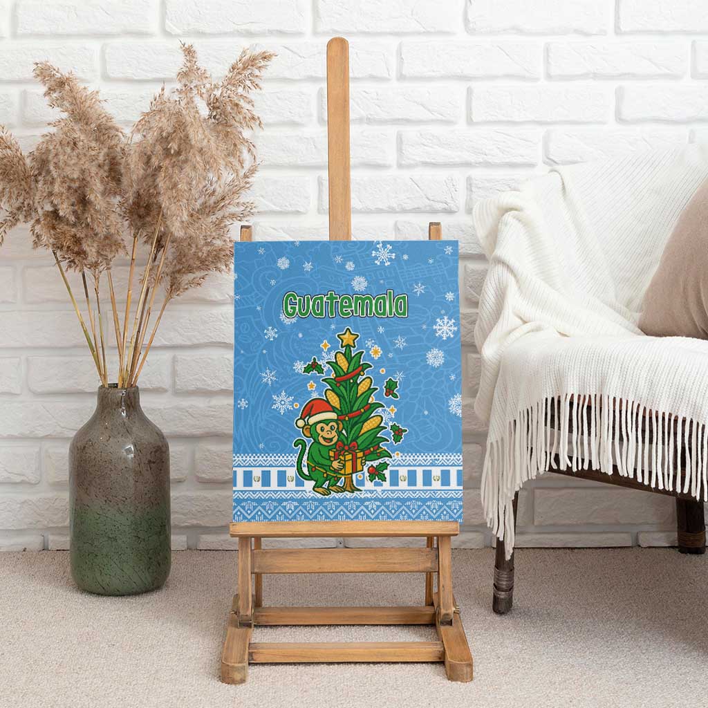 Guatemala Christmas Canvas Wall Art with Blue Christmas Monkey Tree Snowman and Snowflake - Wonder Print Shop