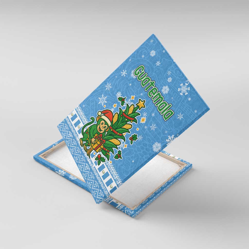Guatemala Christmas Canvas Wall Art with Blue Christmas Monkey Tree Snowman and Snowflake - Wonder Print Shop