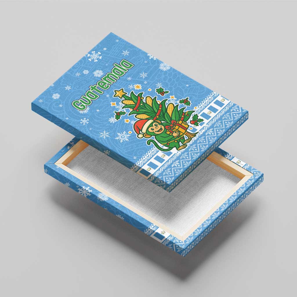 Guatemala Christmas Canvas Wall Art with Blue Christmas Monkey Tree Snowman and Snowflake - Wonder Print Shop