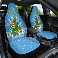 Guatemala Christmas Car Seat Cover with Blue Christmas Monkey Tree Snowman and Snowflake - Wonder Print Shop