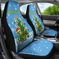 Guatemala Christmas Car Seat Cover with Blue Christmas Monkey Tree Snowman and Snowflake - Wonder Print Shop