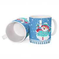 Guatemala Christmas Ceramic Mug with Blue Christmas Monkey Tree Snowman and Snowflake - Wonder Print Shop