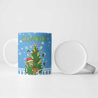 Guatemala Christmas Ceramic Mug with Blue Christmas Monkey Tree Snowman and Snowflake - Wonder Print Shop