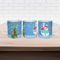 Guatemala Christmas Ceramic Mug with Blue Christmas Monkey Tree Snowman and Snowflake - Wonder Print Shop