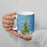 Guatemala Christmas Ceramic Mug with Blue Christmas Monkey Tree Snowman and Snowflake - Wonder Print Shop