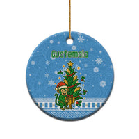 Guatemala Christmas Ceramic Ornament with Blue Christmas Monkey Tree Snowman and Snowflake - Wonder Print Shop