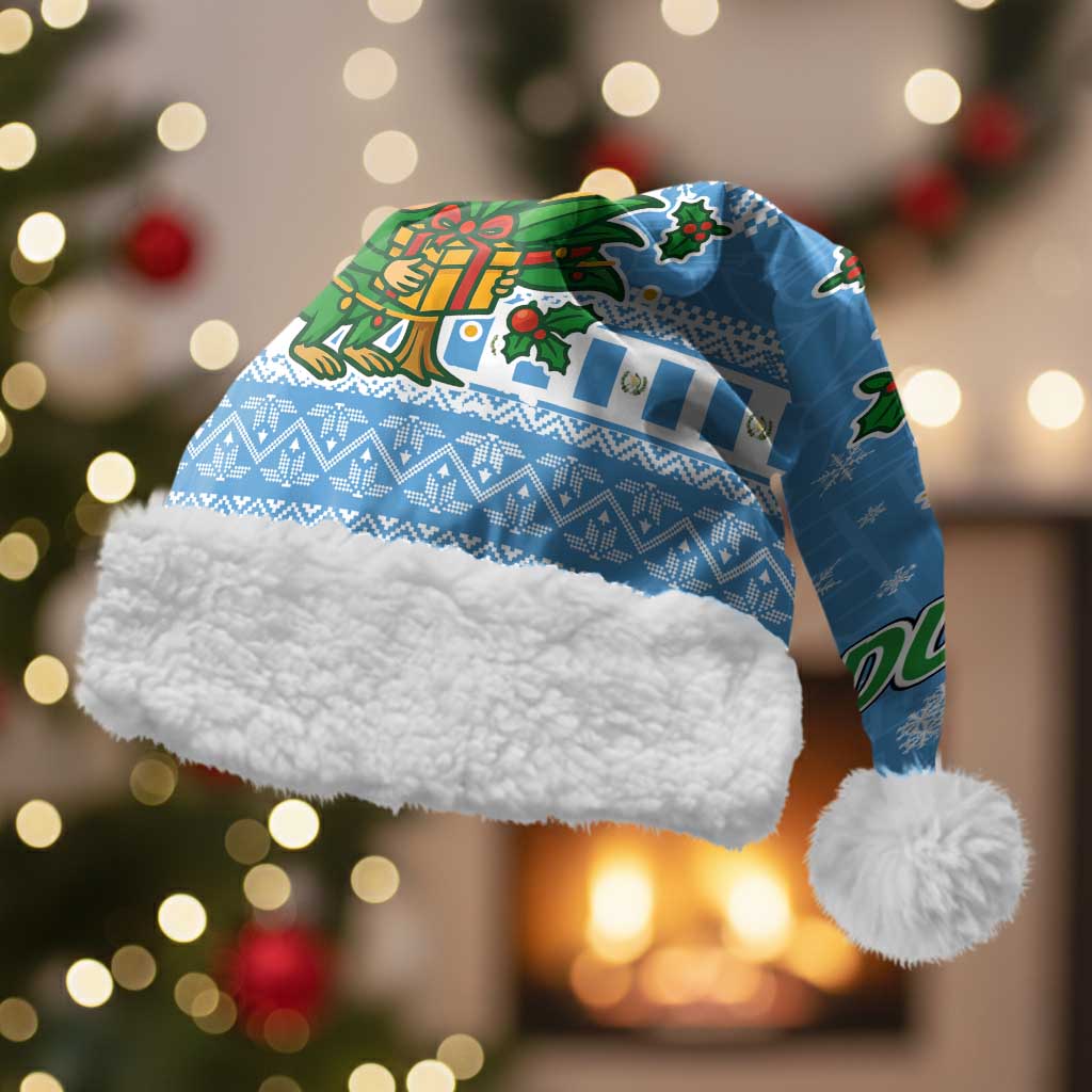 Guatemala Christmas Santa Hat with Blue Christmas Monkey Tree Snowman and Snowflake - Wonder Print Shop