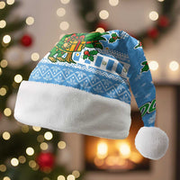 Guatemala Christmas Santa Hat with Blue Christmas Monkey Tree Snowman and Snowflake - Wonder Print Shop