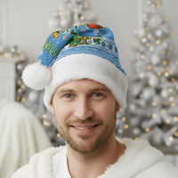 Guatemala Christmas Santa Hat with Blue Christmas Monkey Tree Snowman and Snowflake - Wonder Print Shop
