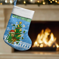 Guatemala Christmas Stocking with Blue Christmas Monkey Tree Snowman and Snowflake - Wonder Print Shop