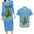 Guatemala Christmas Couples Matching Long Sleeve Bodycon Dress and Hawaiian Shirt with Blue Christmas Monkey Tree Snowman and Snowflake - Wonder Print Shop