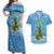 Guatemala Christmas Couples Matching Off Shoulder Maxi Dress and Hawaiian Shirt with Blue Christmas Monkey Tree Snowman and Snowflake - Wonder Print Shop