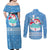 Guatemala Christmas Couples Matching Off Shoulder Maxi Dress and Long Sleeve Button Shirt with Blue Christmas Monkey Tree Snowman and Snowflake - Wonder Print Shop