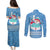 Guatemala Christmas Couples Matching Puletasi and Long Sleeve Button Shirt with Blue Christmas Monkey Tree Snowman and Snowflake - Wonder Print Shop