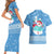 Guatemala Christmas Couples Matching Short Sleeve Bodycon Dress and Hawaiian Shirt with Blue Christmas Monkey Tree Snowman and Snowflake - Wonder Print Shop