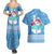 Guatemala Christmas Couples Matching Summer Maxi Dress and Hawaiian Shirt with Blue Christmas Monkey Tree Snowman and Snowflake - Wonder Print Shop