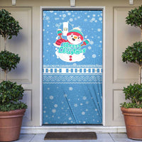 Guatemala Christmas Door Cover with Blue Christmas Monkey Tree Snowman and Snowflake - Wonder Print Shop