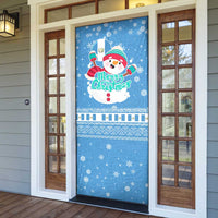 Guatemala Christmas Door Cover with Blue Christmas Monkey Tree Snowman and Snowflake - Wonder Print Shop