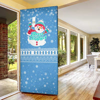 Guatemala Christmas Door Cover with Blue Christmas Monkey Tree Snowman and Snowflake - Wonder Print Shop