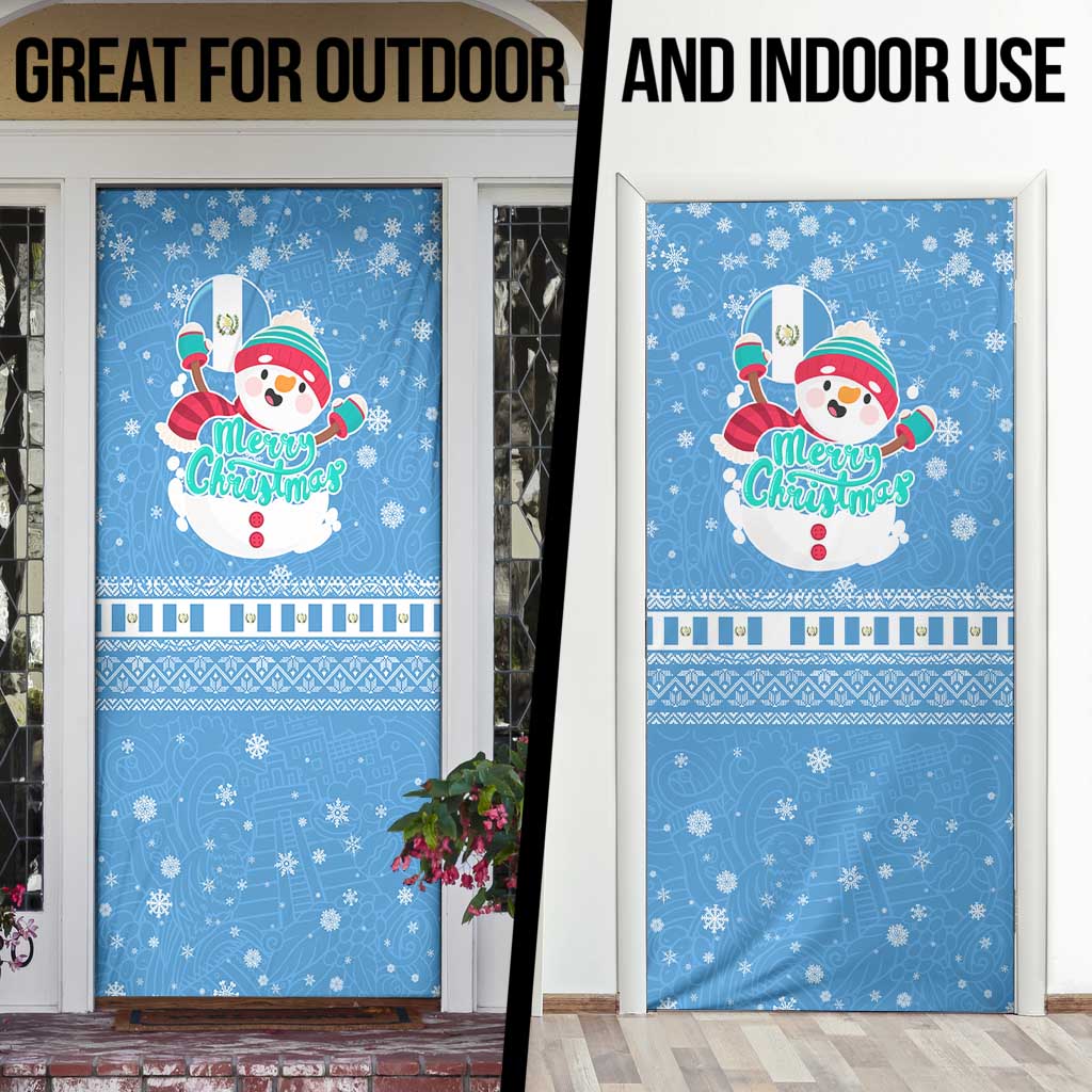 Guatemala Christmas Door Cover with Blue Christmas Monkey Tree Snowman and Snowflake - Wonder Print Shop
