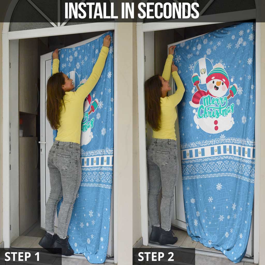 Guatemala Christmas Door Cover with Blue Christmas Monkey Tree Snowman and Snowflake - Wonder Print Shop