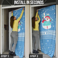 Guatemala Christmas Door Cover with Blue Christmas Monkey Tree Snowman and Snowflake - Wonder Print Shop