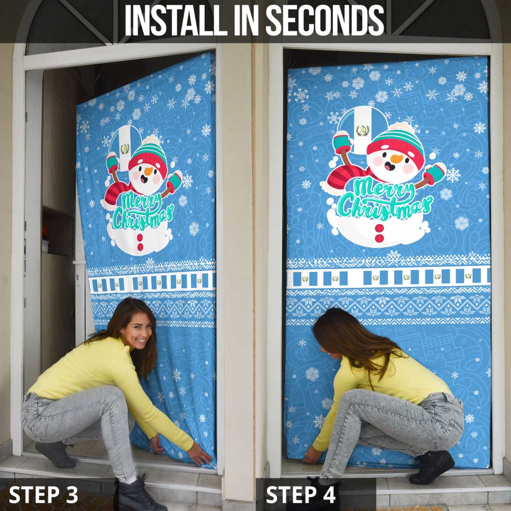 Guatemala Christmas Door Cover with Blue Christmas Monkey Tree Snowman and Snowflake - Wonder Print Shop