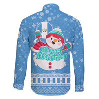 Guatemala Christmas Family Matching Long Sleeve Bodycon Dress and Hawaiian Shirt with Blue Christmas Monkey Tree Snowman and Snowflake - Wonder Print Shop