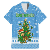 Guatemala Christmas Family Matching Mermaid Dress and Hawaiian Shirt with Blue Christmas Monkey Tree Snowman and Snowflake - Wonder Print Shop