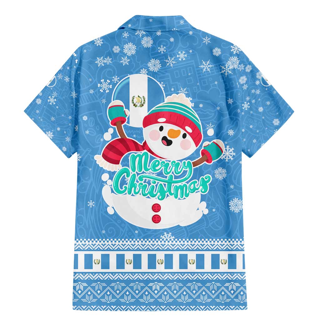 Guatemala Christmas Family Matching Mermaid Dress and Hawaiian Shirt with Blue Christmas Monkey Tree Snowman and Snowflake - Wonder Print Shop